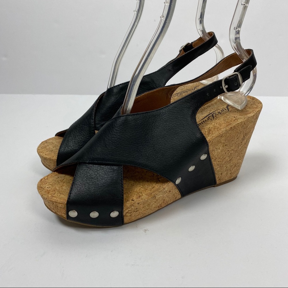 Lucky Brand Sandals 7.5 Black Cork Wedge Heel